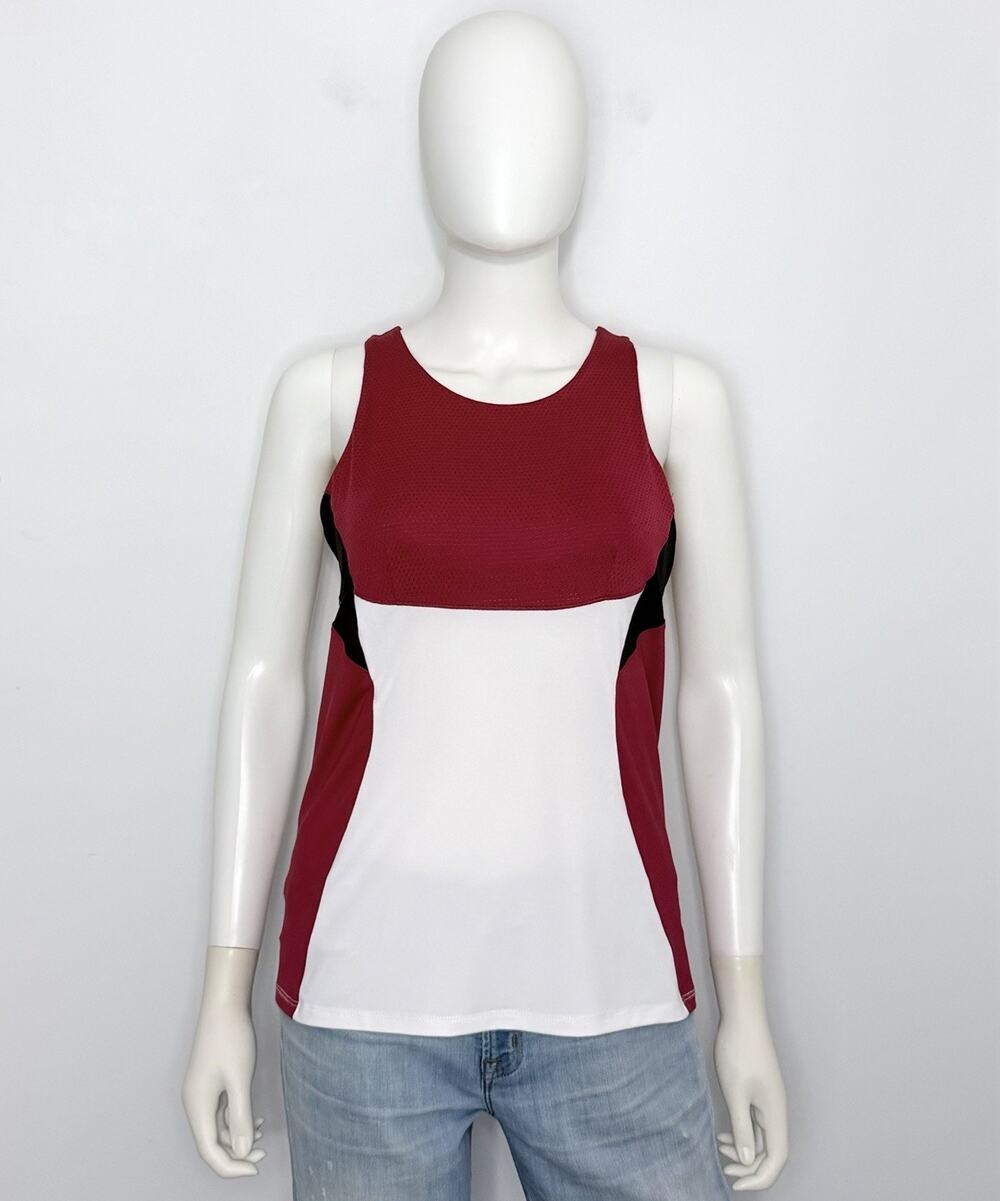 Lucky In Love Womens Tank Top M 8-10 White Black Red Shelf Bra Crew Neck NWOT